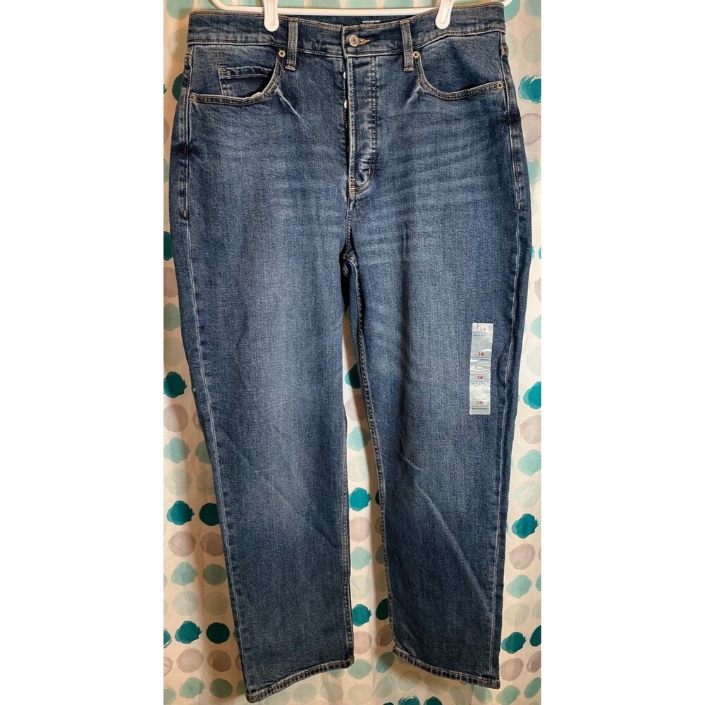 New Old Navy Plus Size Women Blue Jeans Denim Pants 14W Sky High Straight